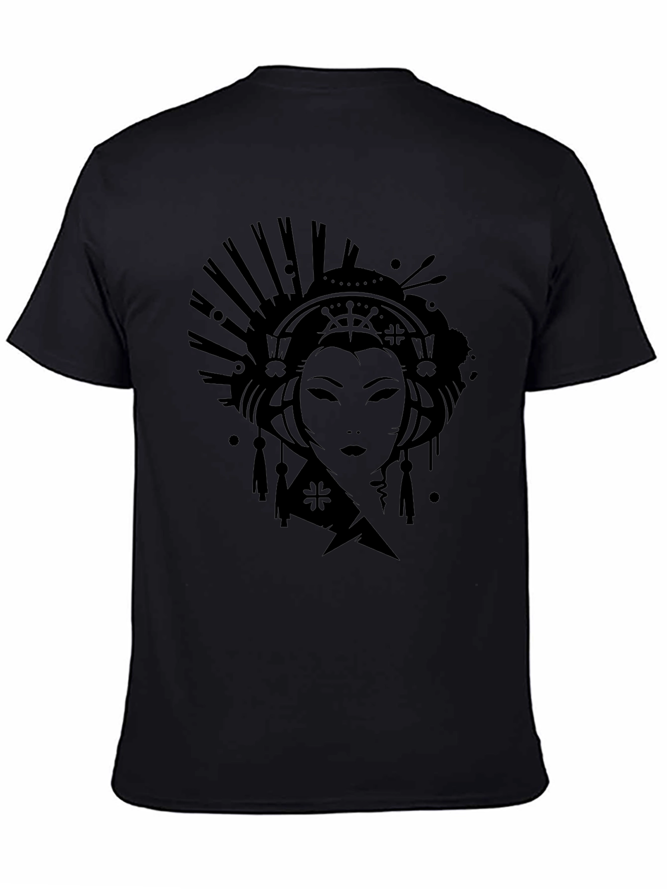 Geisha Graphic Print Black T-Shirt