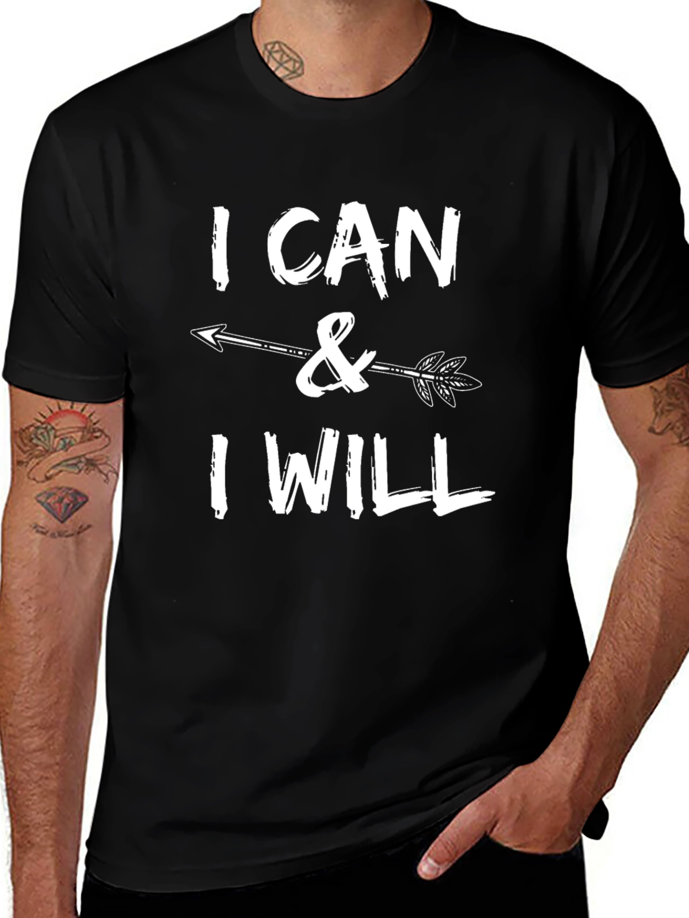 I Can & I Will Arrow Graphic Black T-Shirt