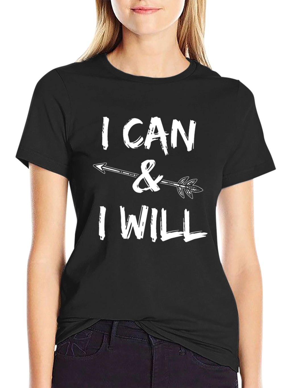 I Can & I Will Arrow Graphic Black T-Shirt
