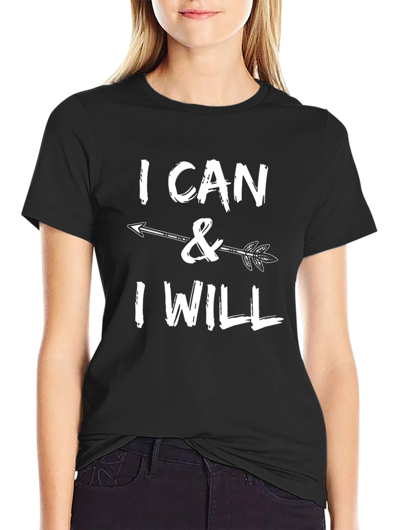 I Can & I Will Arrow Graphic Black T-Shirt