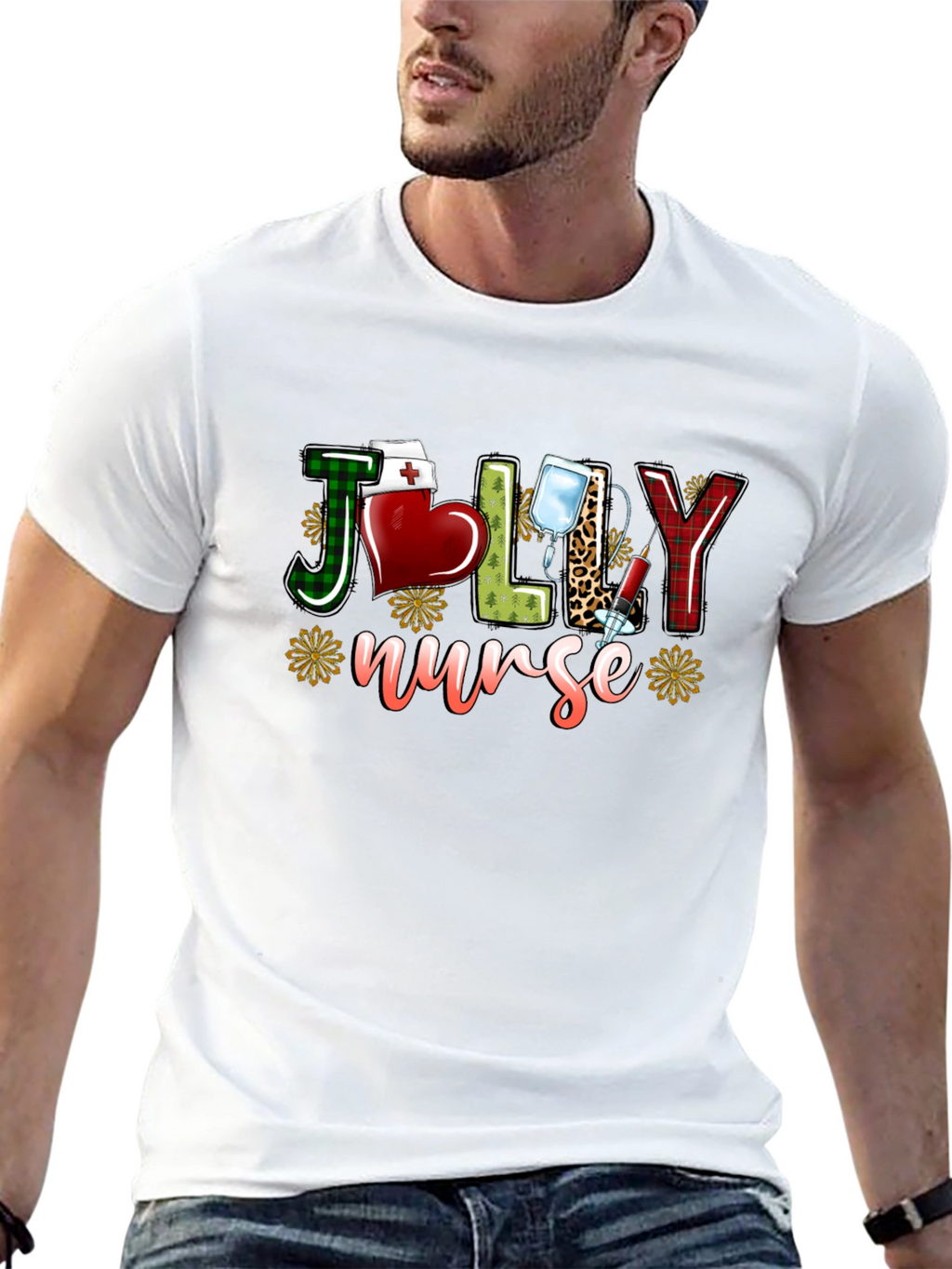 Jolly Nurse T-Shirt - Festive Medical Apparel