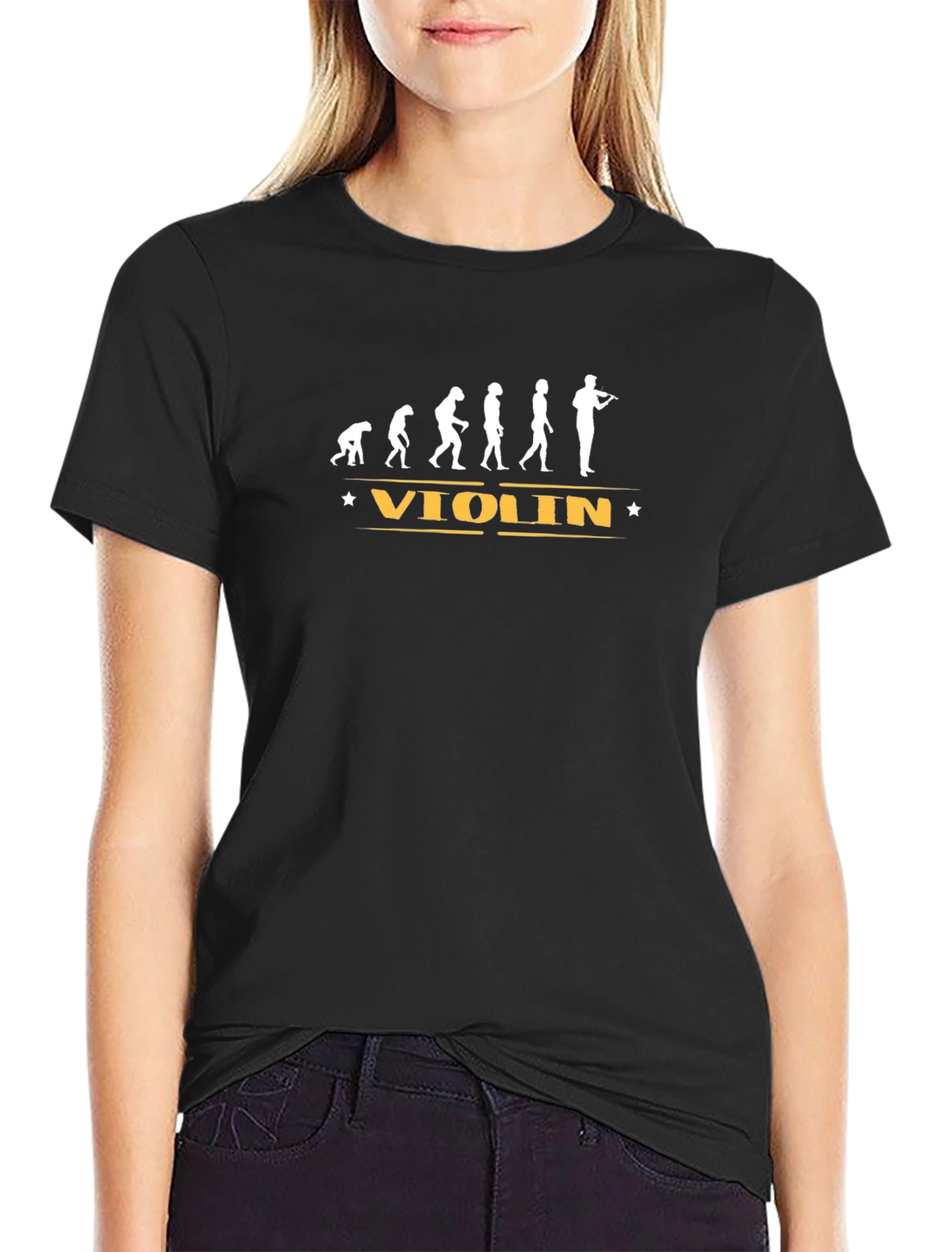 Violin Evolution Black Graphic T-Shirt