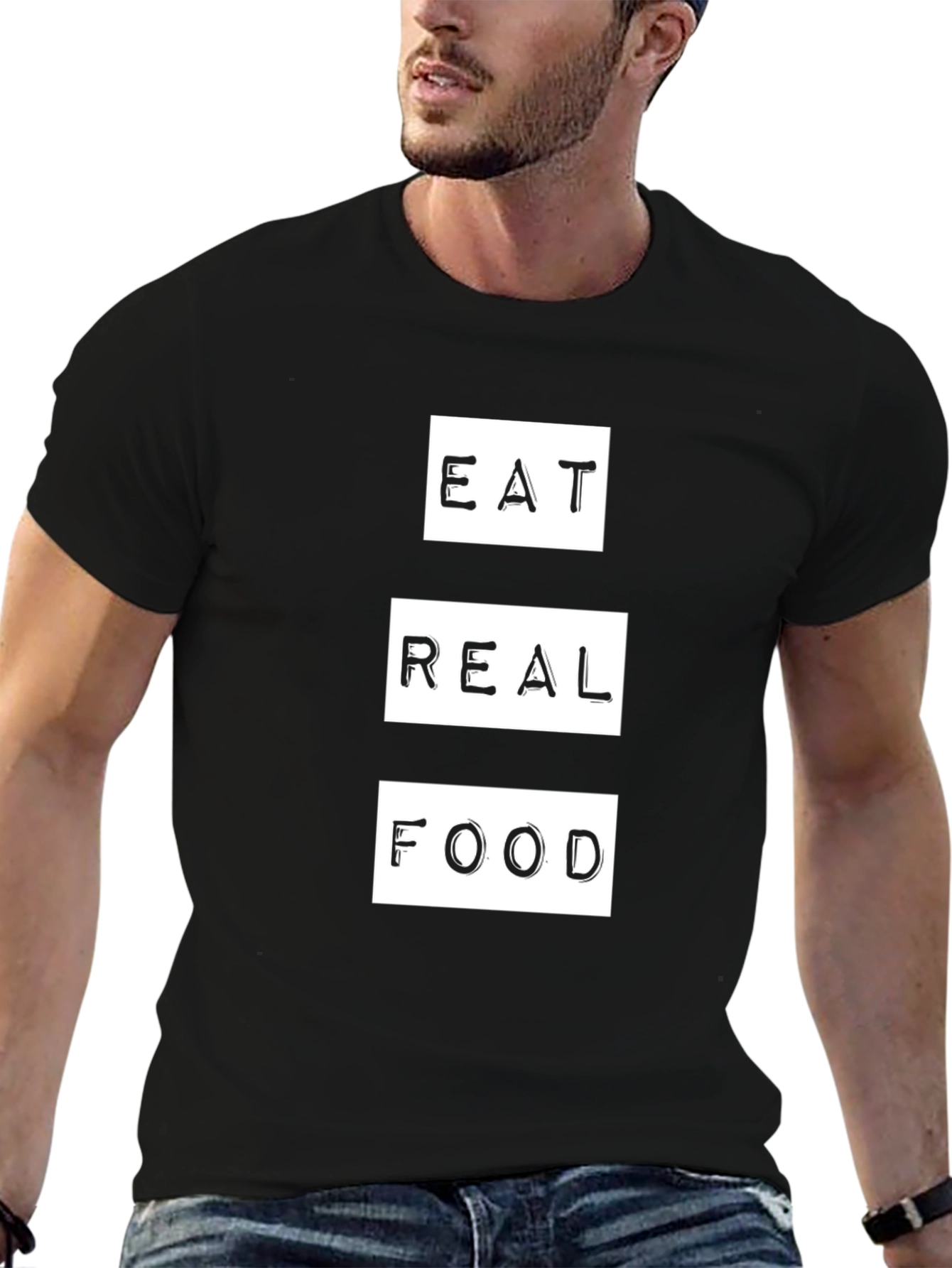 Eat Real Food Graphic Tee - Black Unisex T-Shirt