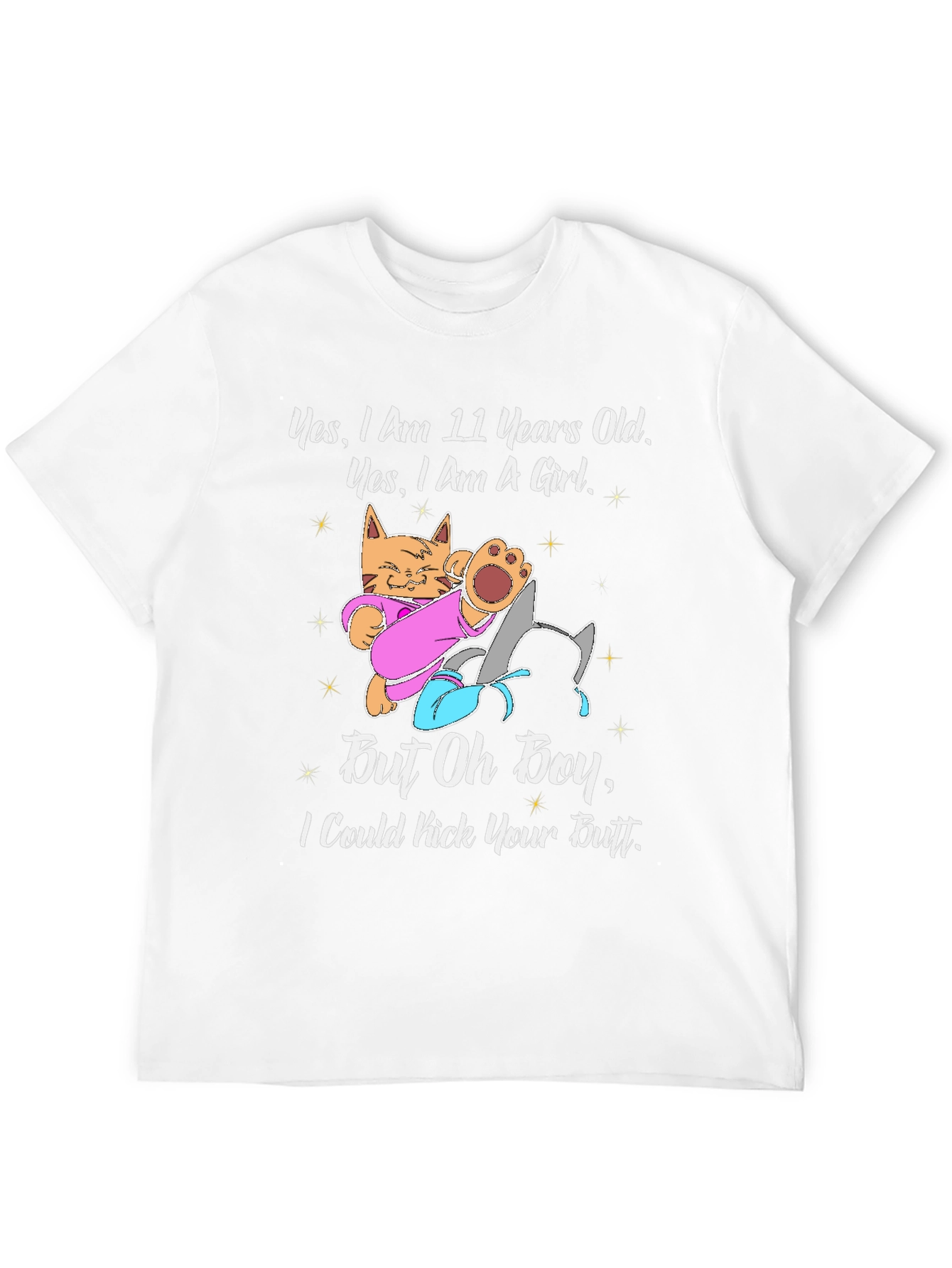 11 Year Old Girl Cat Kick Butt Funny T-Shirt