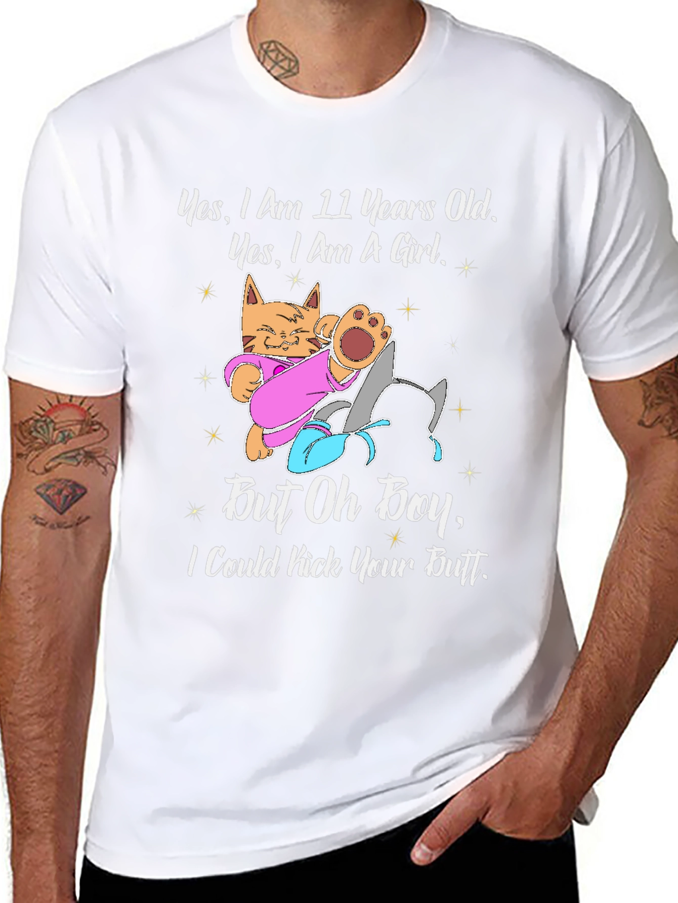 11 Year Old Girl Cat Kick Butt Funny T-Shirt