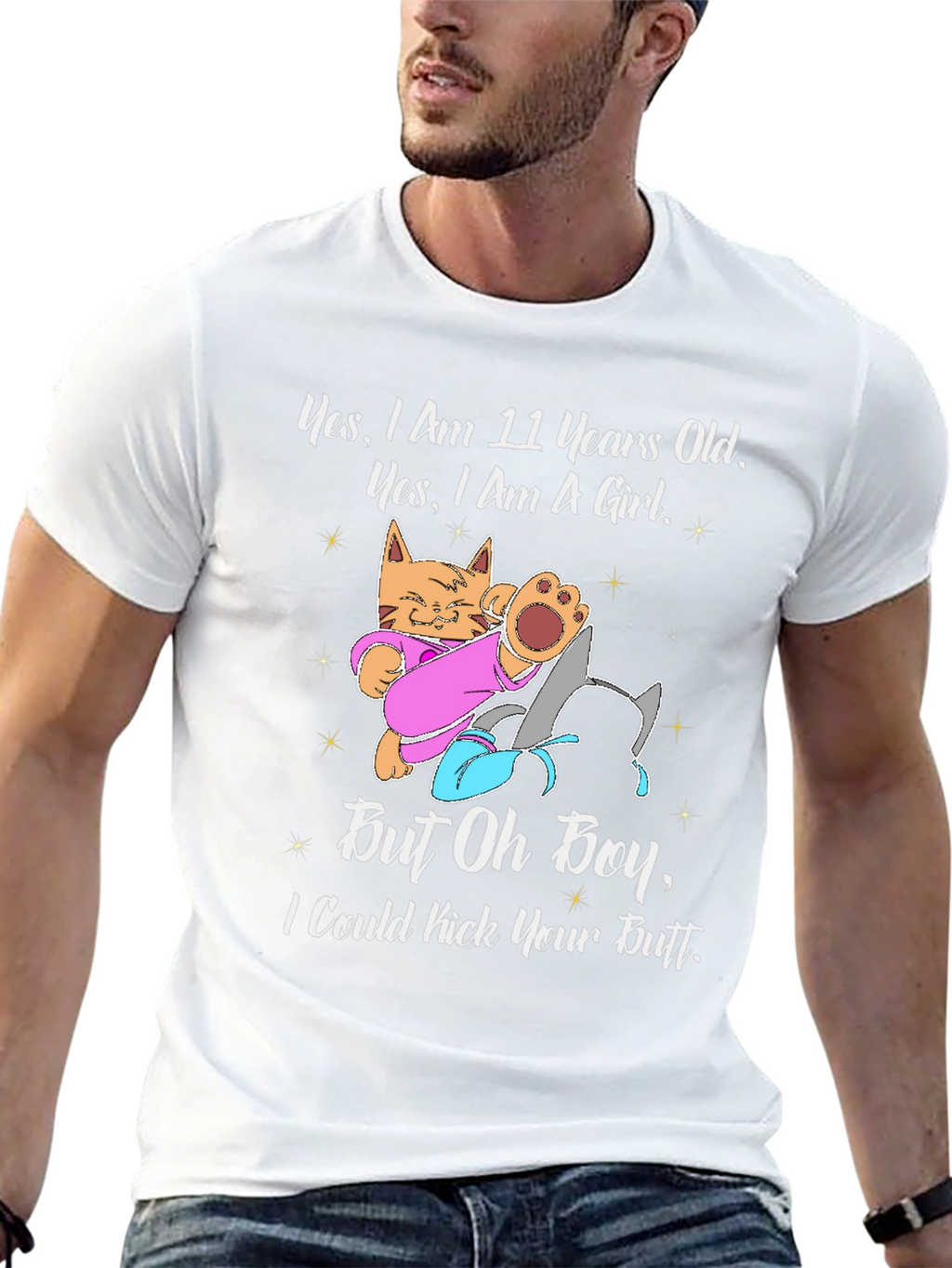 11 Year Old Girl Cat Kick Butt Funny T-Shirt