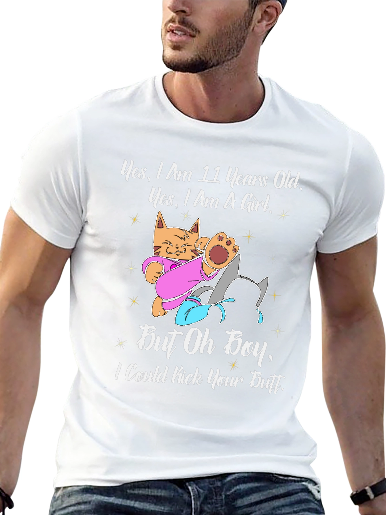 11 Year Old Girl Cat Kick Butt Funny T-Shirt