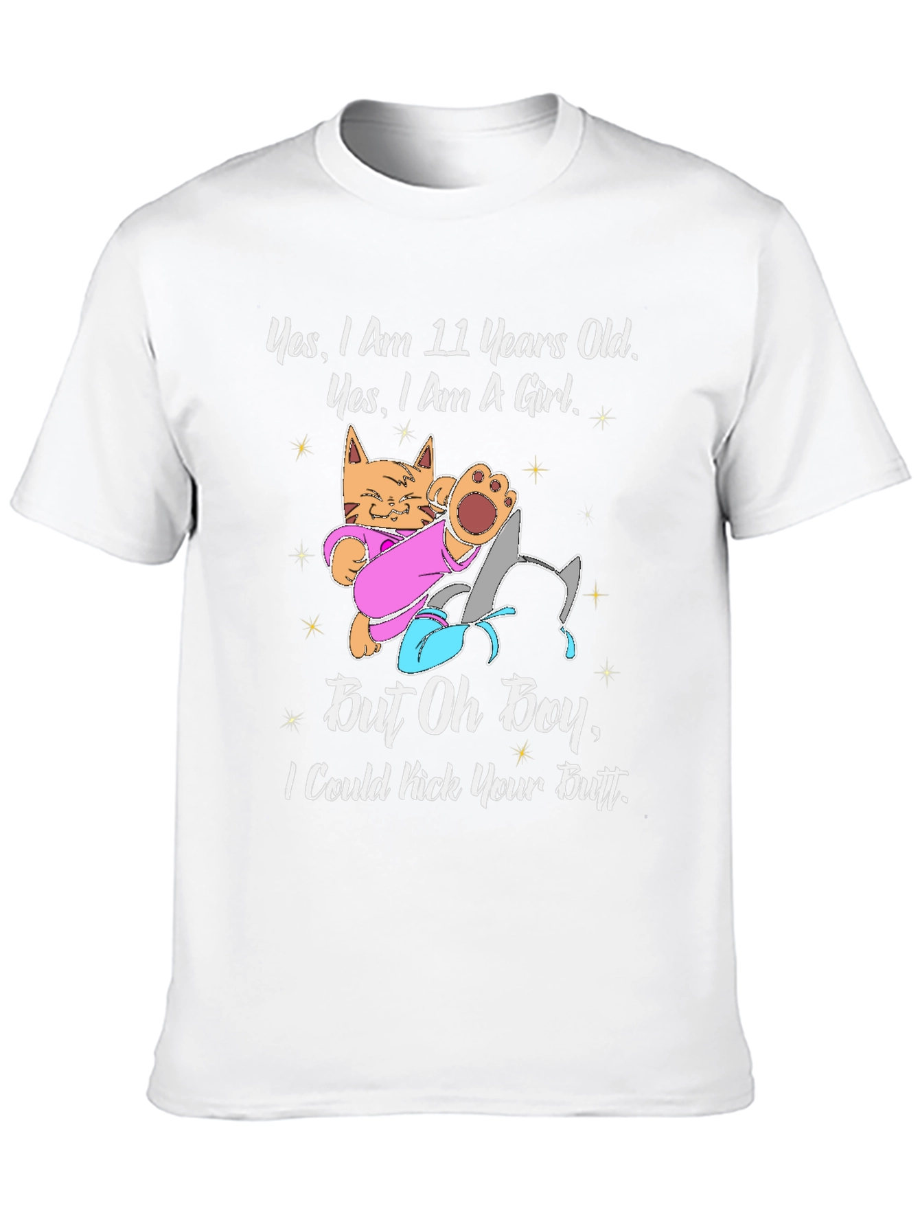 11 Year Old Girl Cat Kick Butt Funny T-Shirt