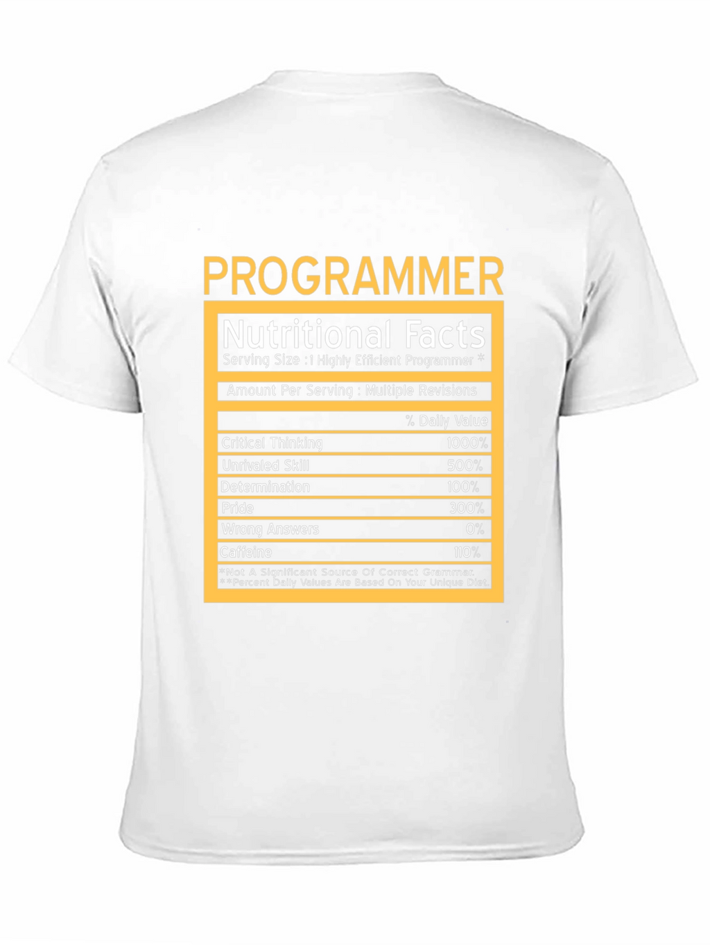 Programmer Nutritional Facts T-Shirt - Geeky Humor Tee
