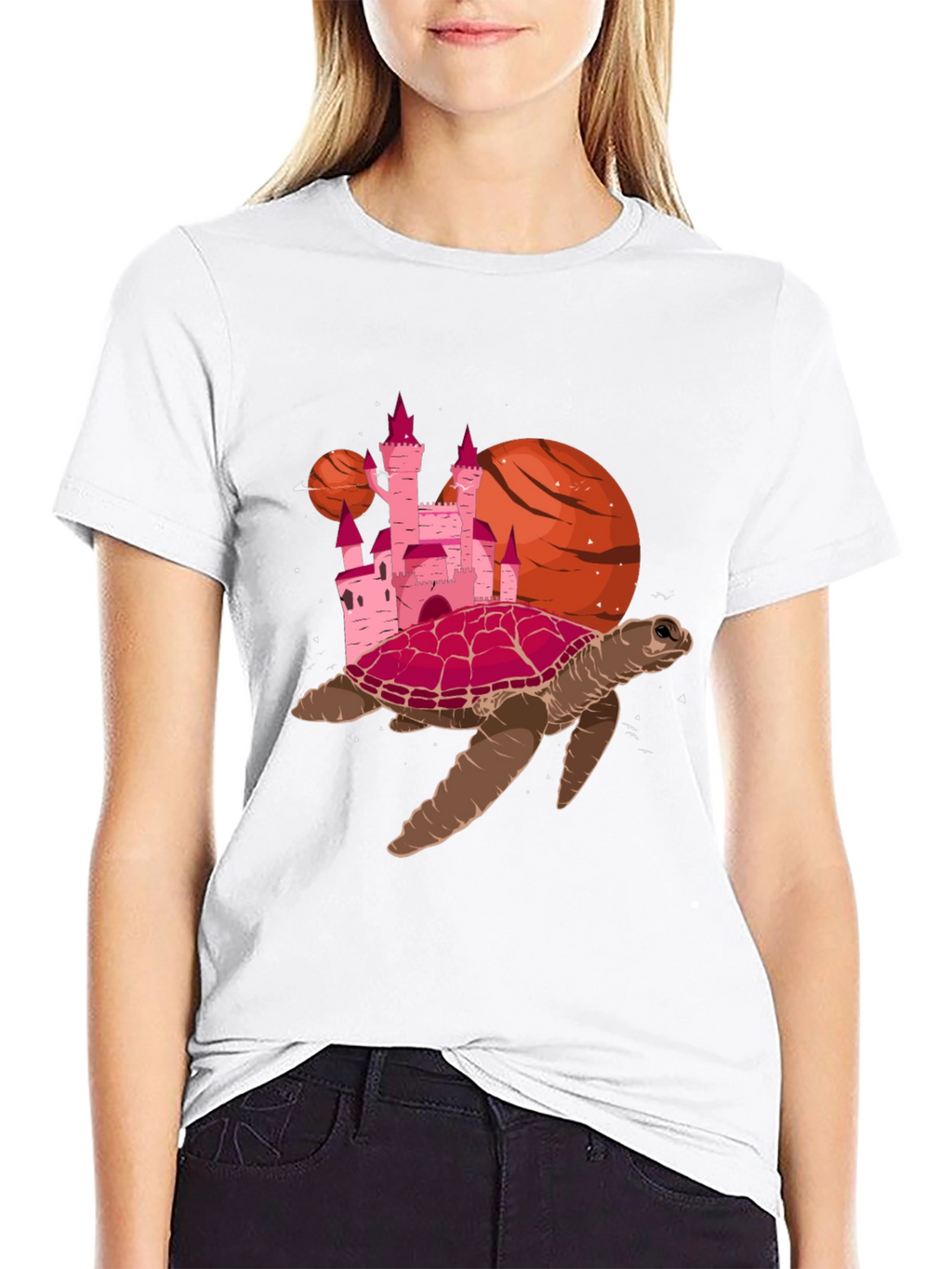 Turtle Castle Planet Black T-Shirt