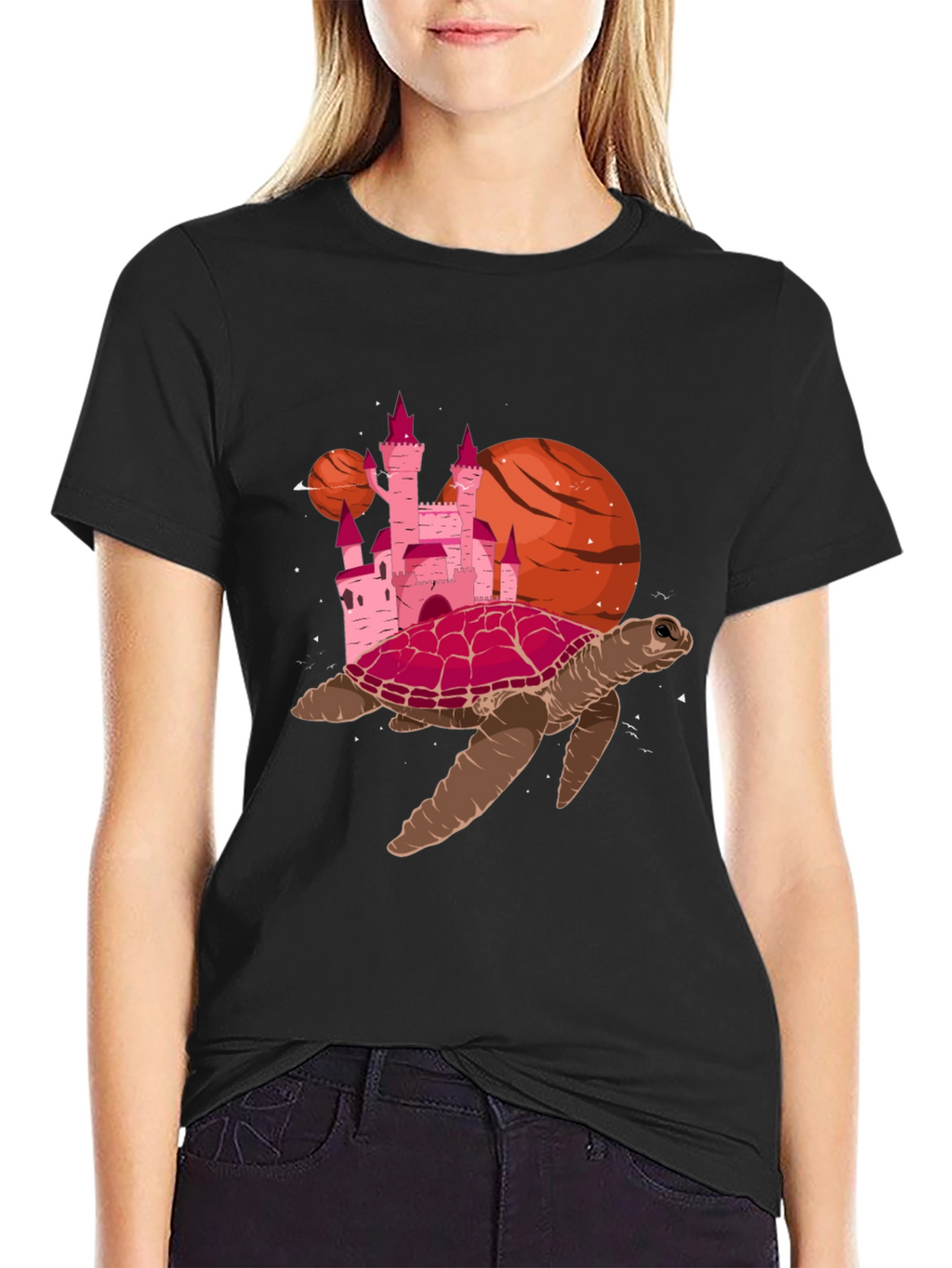 Turtle Castle Planet Black T-Shirt