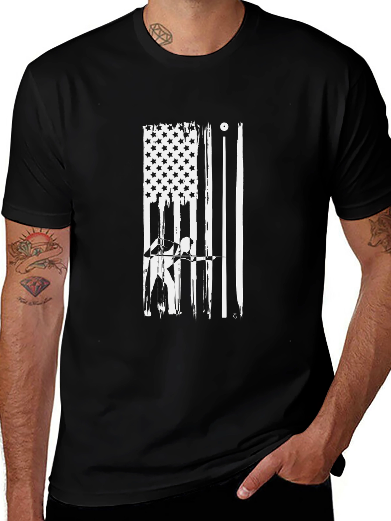 Pool Player American Flag Graphic T-Shirt