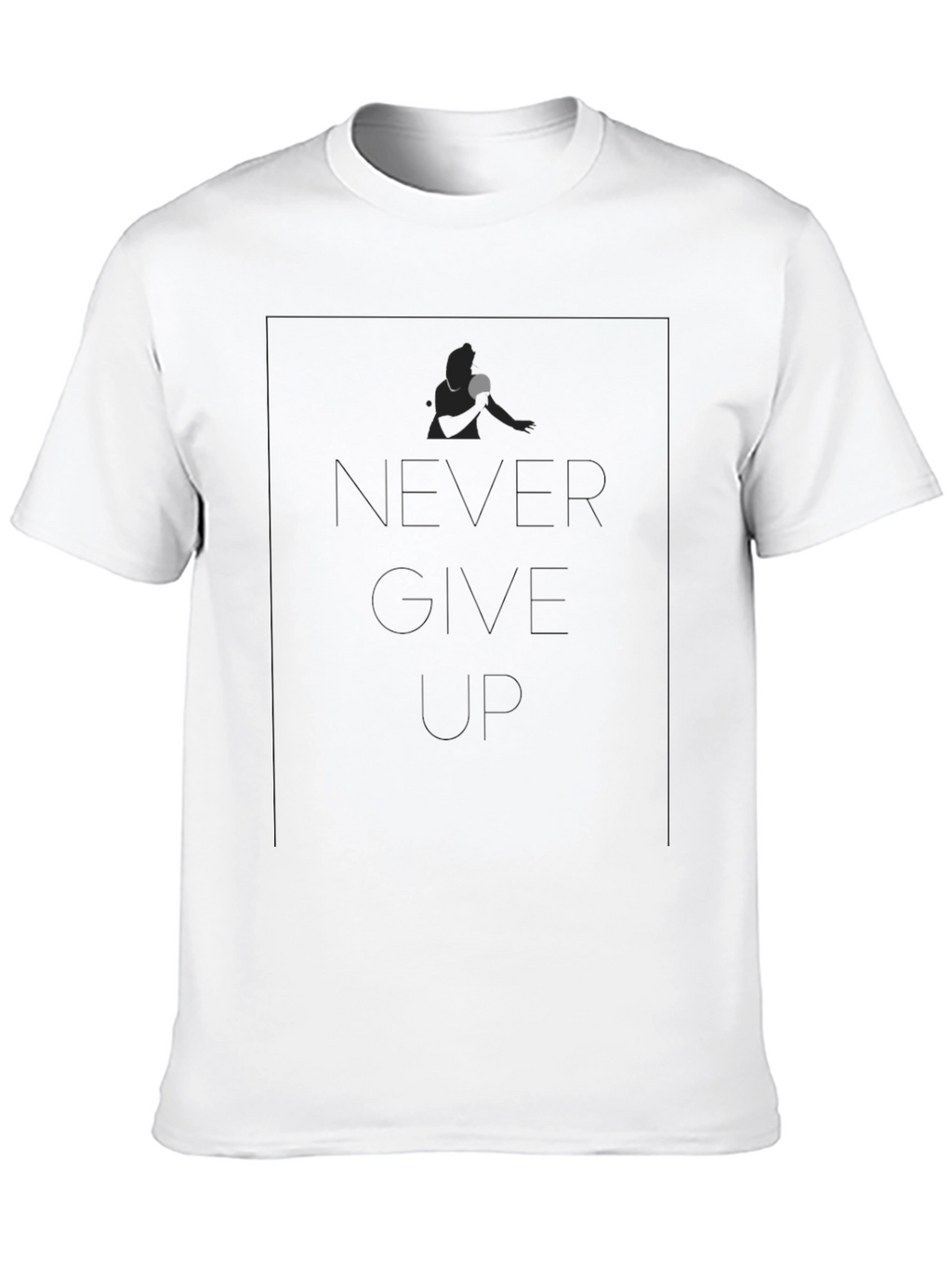 Never Give Up Table Tennis Player Black T-Shirt