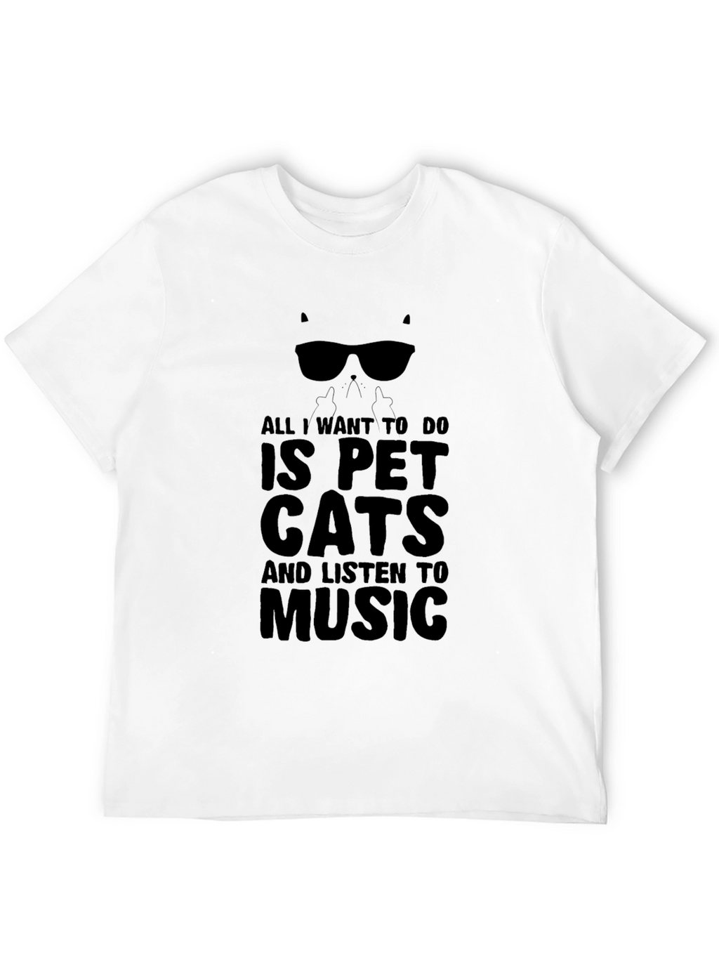 Pet Cats and Music Black Graphic Tee