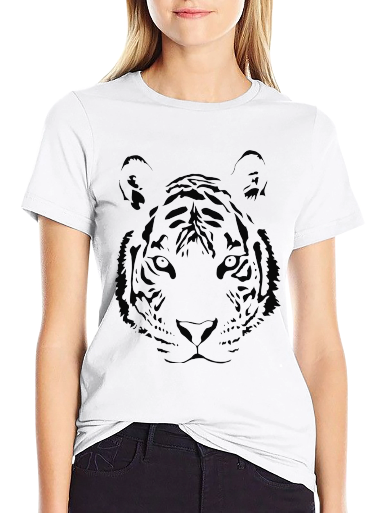 Black Tiger Graphic Print T-Shirt