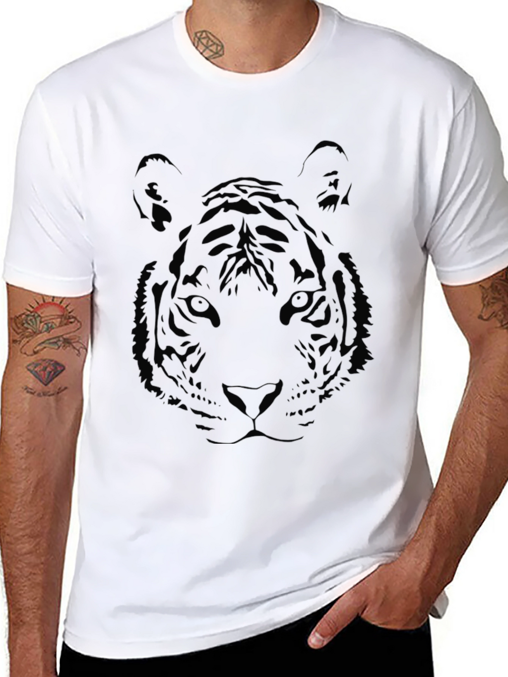 Black Tiger Graphic Print T-Shirt