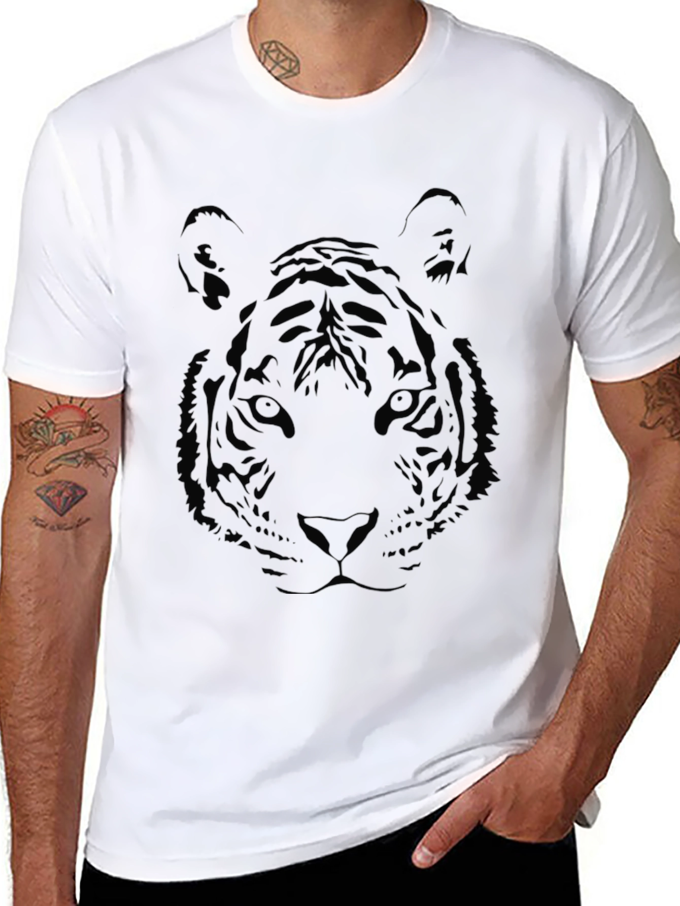 Black Tiger Graphic Print T-Shirt