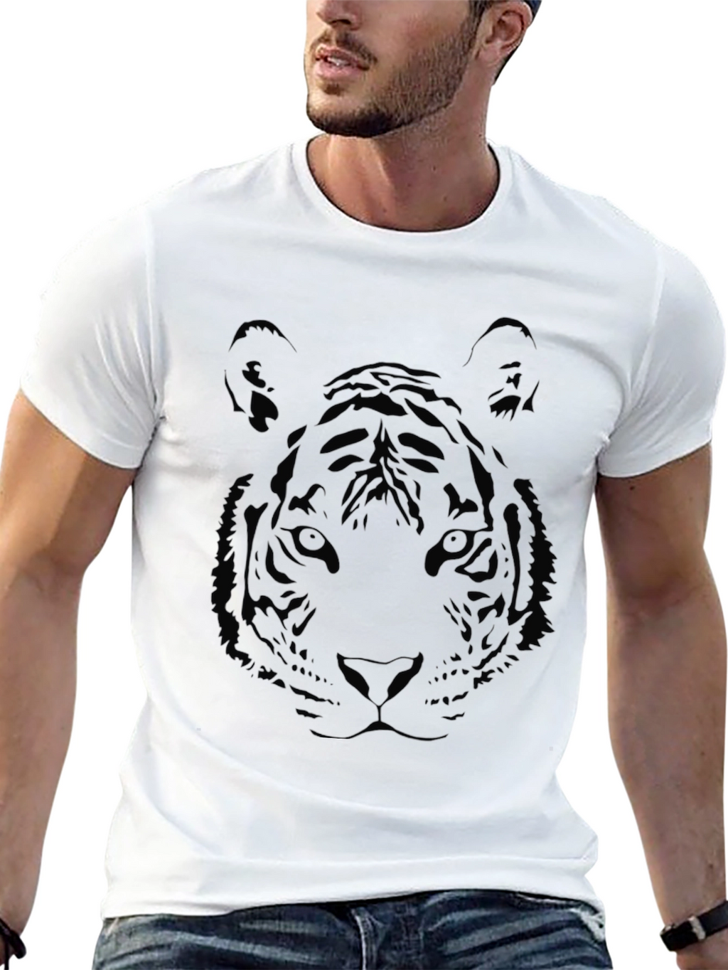 Black Tiger Graphic Print T-Shirt