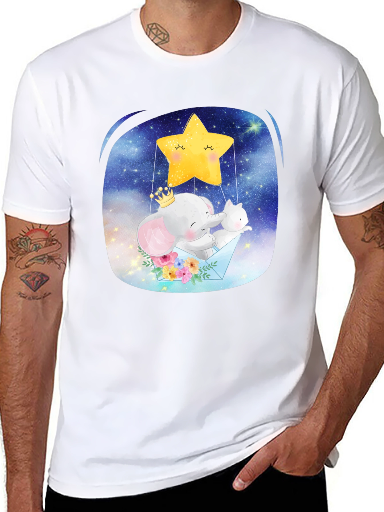 Cute Elephant & Star T-Shirt
