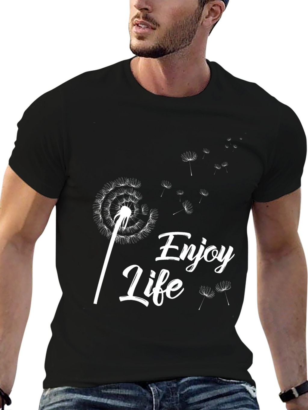 Enjoy Life Dandelion Graphic Tee - Black Cotton
