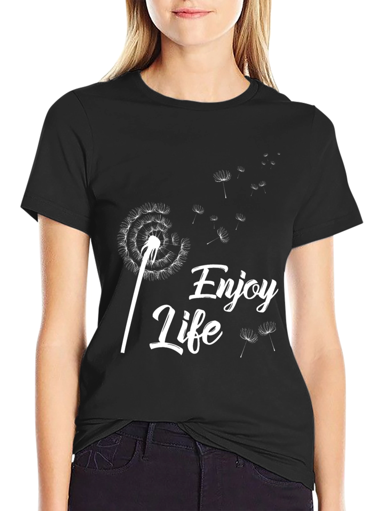 Enjoy Life Dandelion Graphic Tee - Black Cotton
