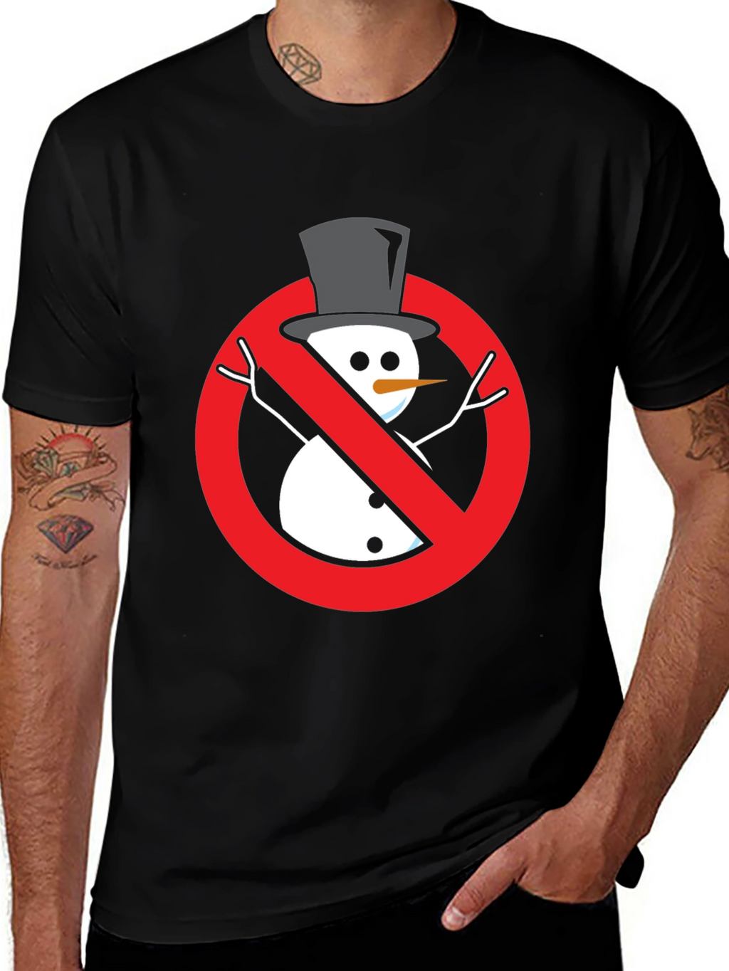Anti-Snowman Graphic Tee - Novelty Holiday Humor Shirt