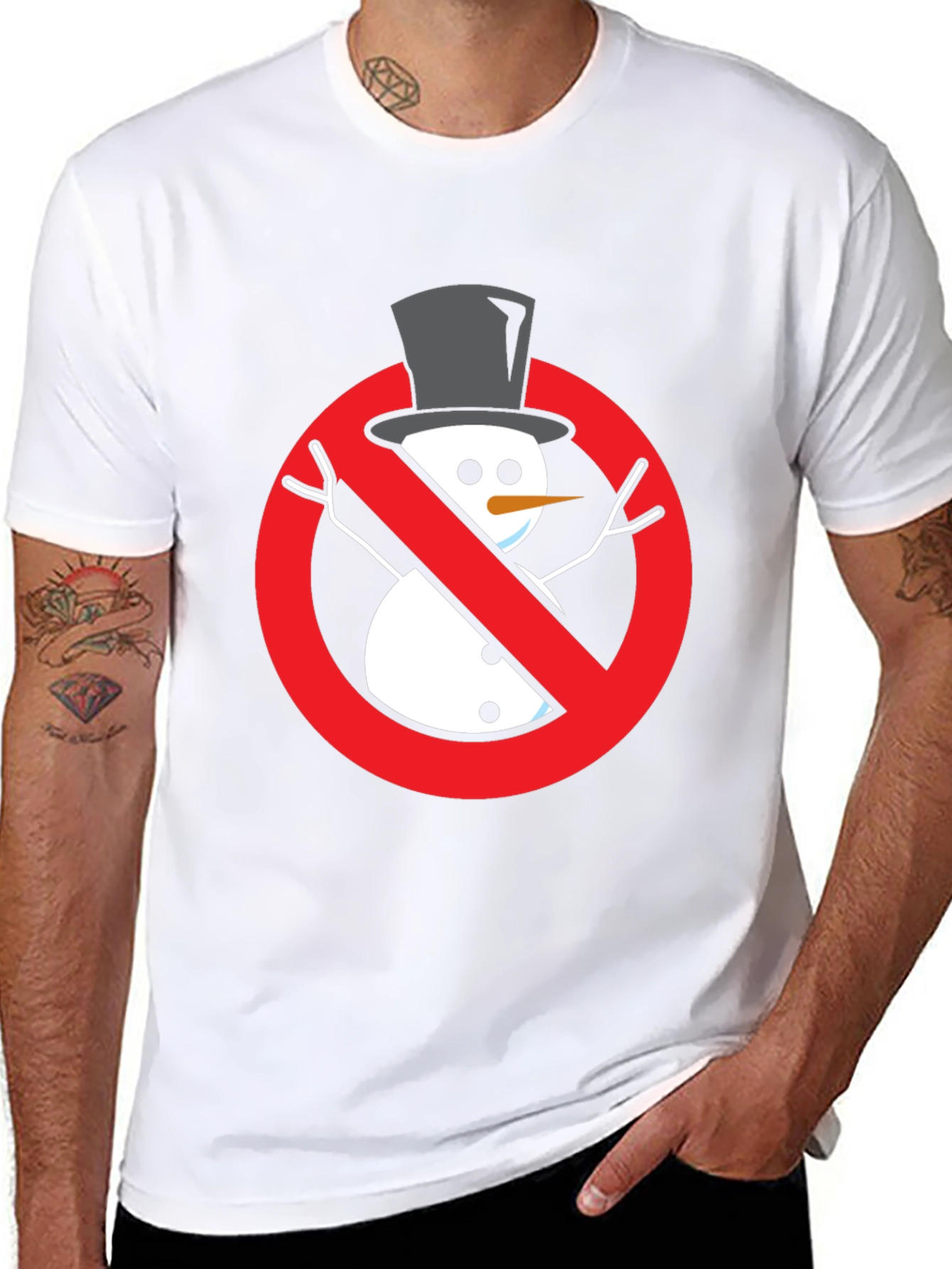 Anti-Snowman Graphic Tee - Novelty Holiday Humor Shirt