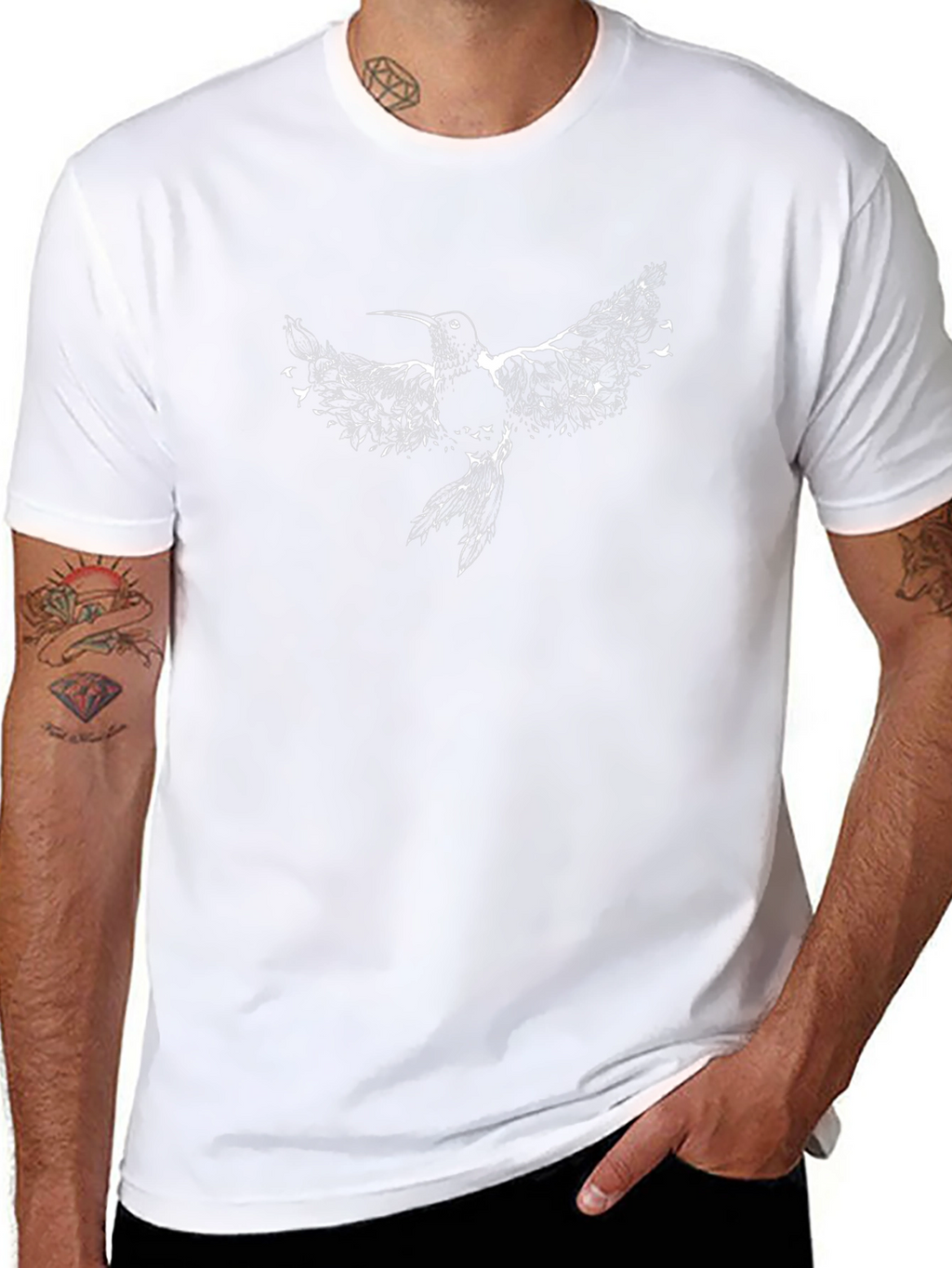 Hummingbird Graphic Print Black T-Shirt