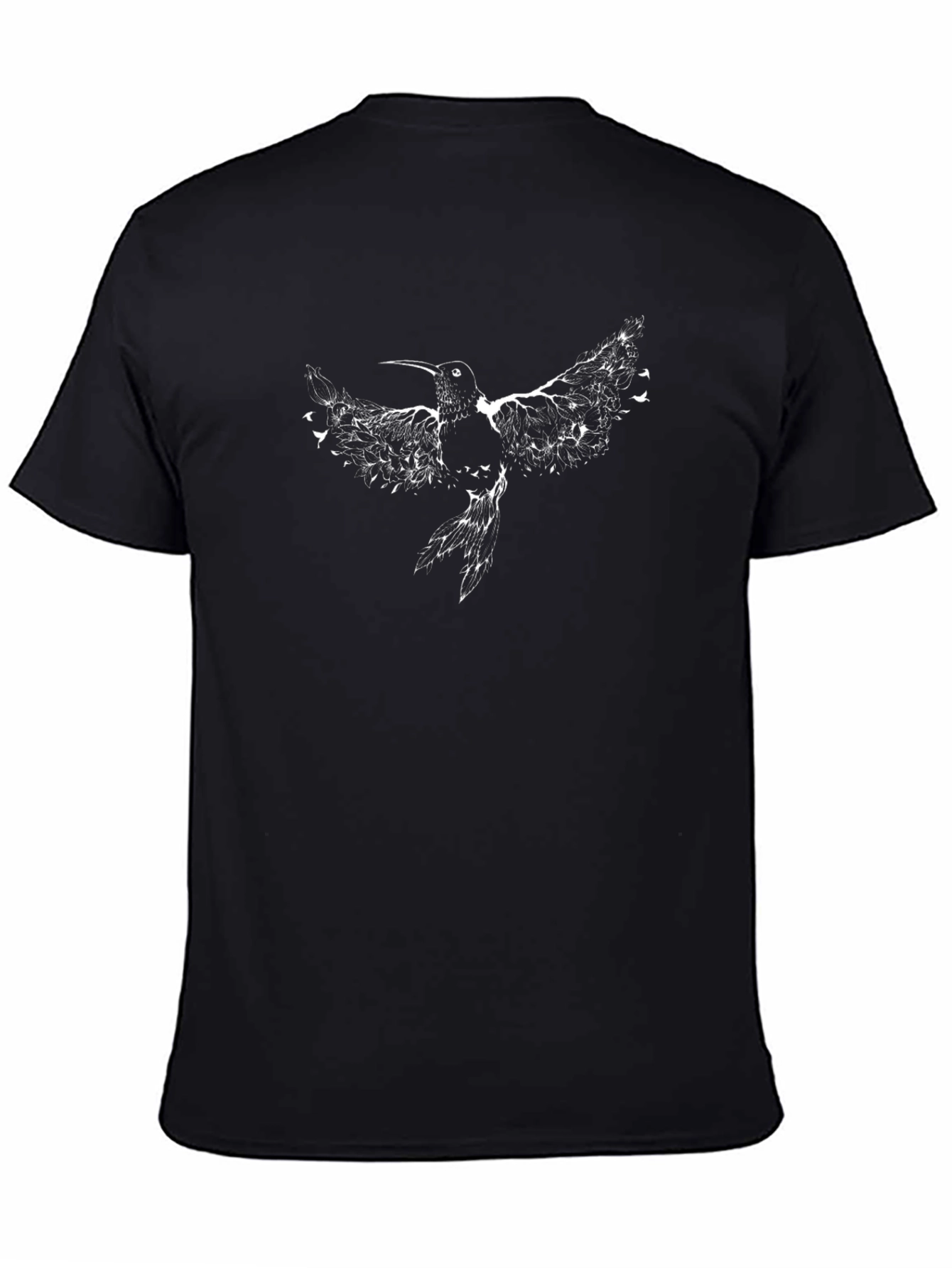 Hummingbird Graphic Print Black T-Shirt