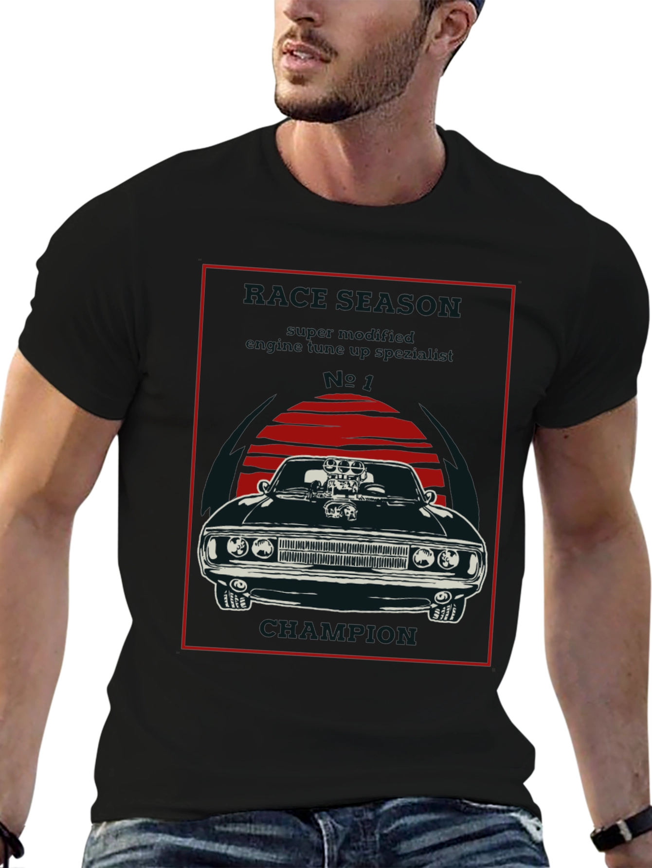 Muscle Car Champion Graphic Tee - Black