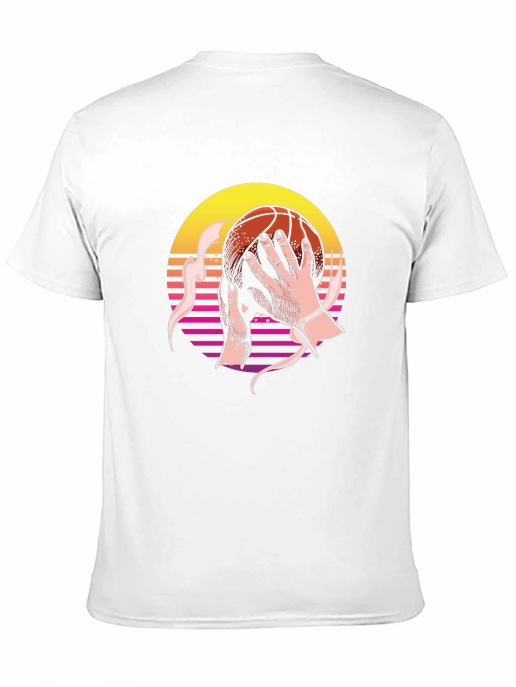 Retro Sunset Basketball Graphic Tee - Stylish Comfort