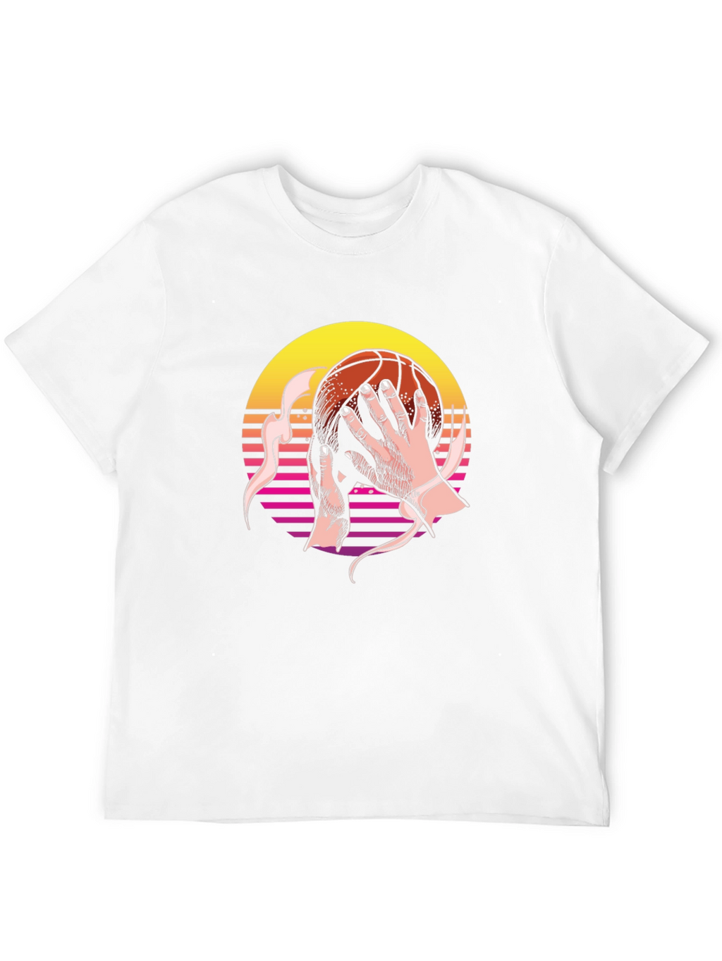 Retro Sunset Basketball Graphic Tee - Stylish Comfort