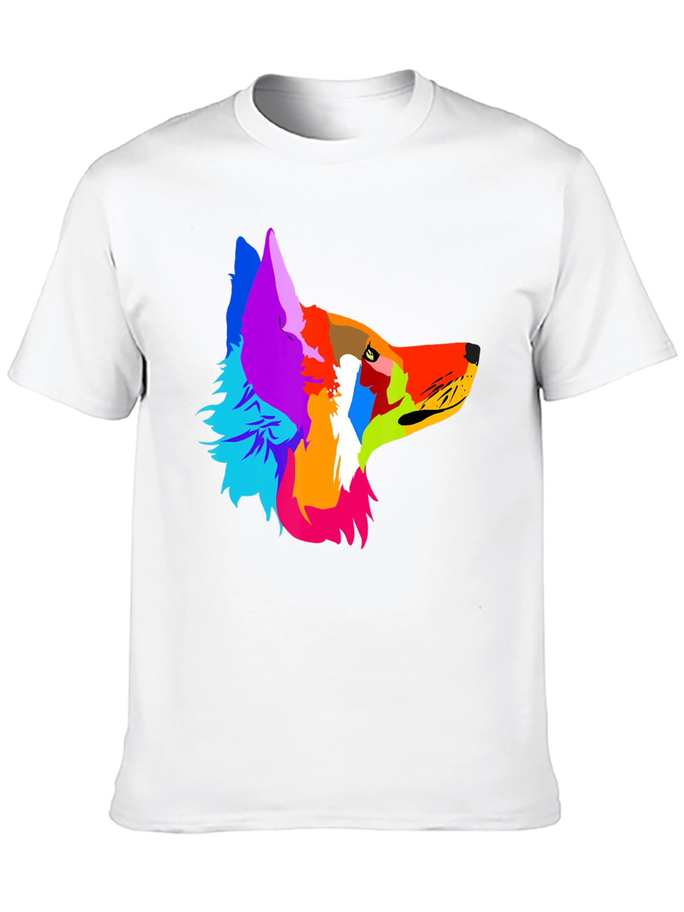 Abstract Wolf Graphic Tee - Modern Mens Black T-Shirt