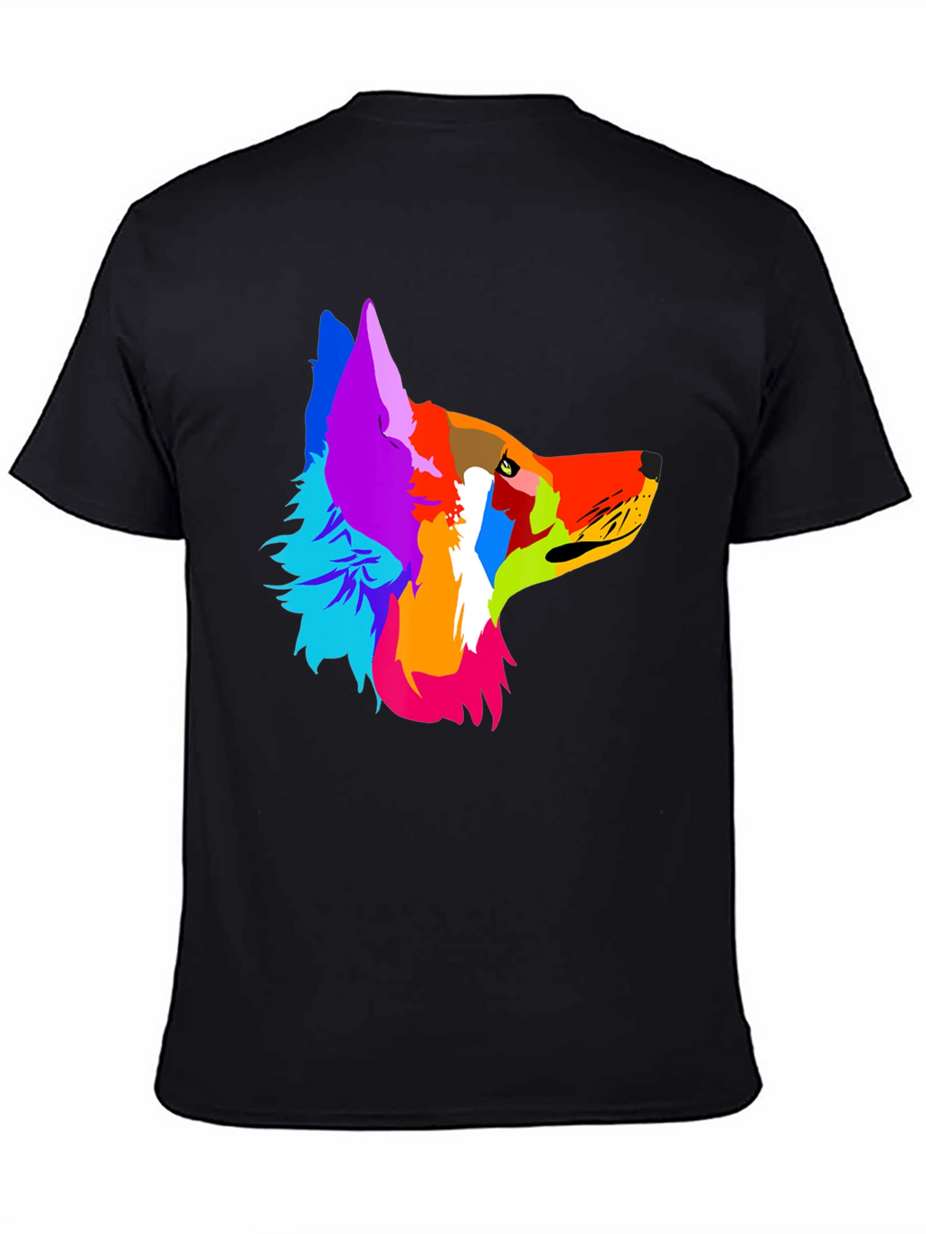 Abstract Wolf Graphic Tee - Modern Mens Black T-Shirt