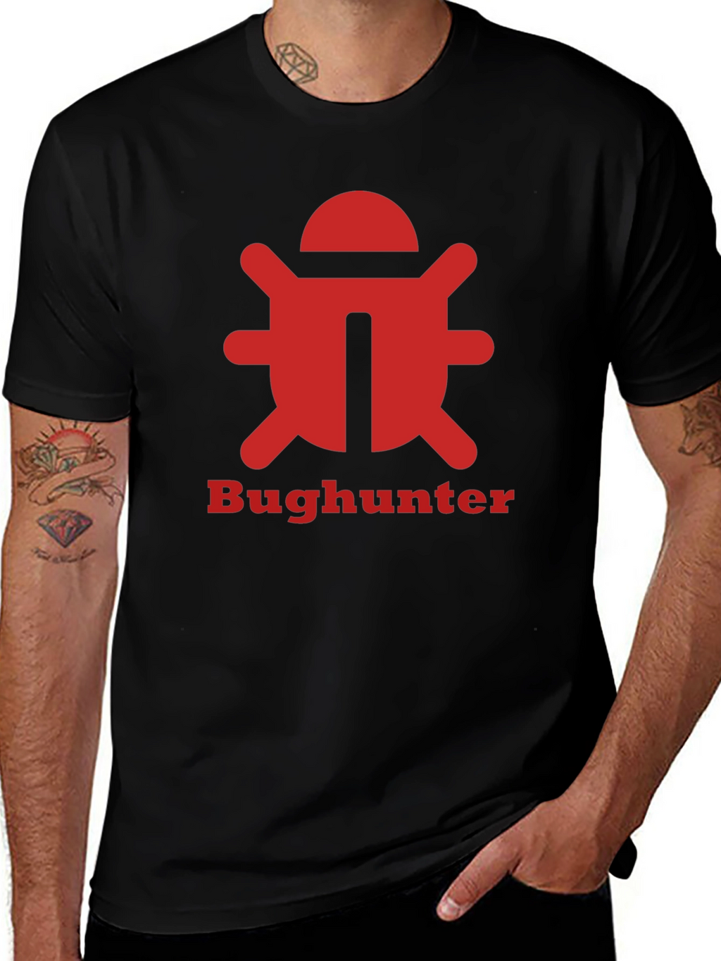 Bughunter Graphic Tee - Black Cotton T-Shirt