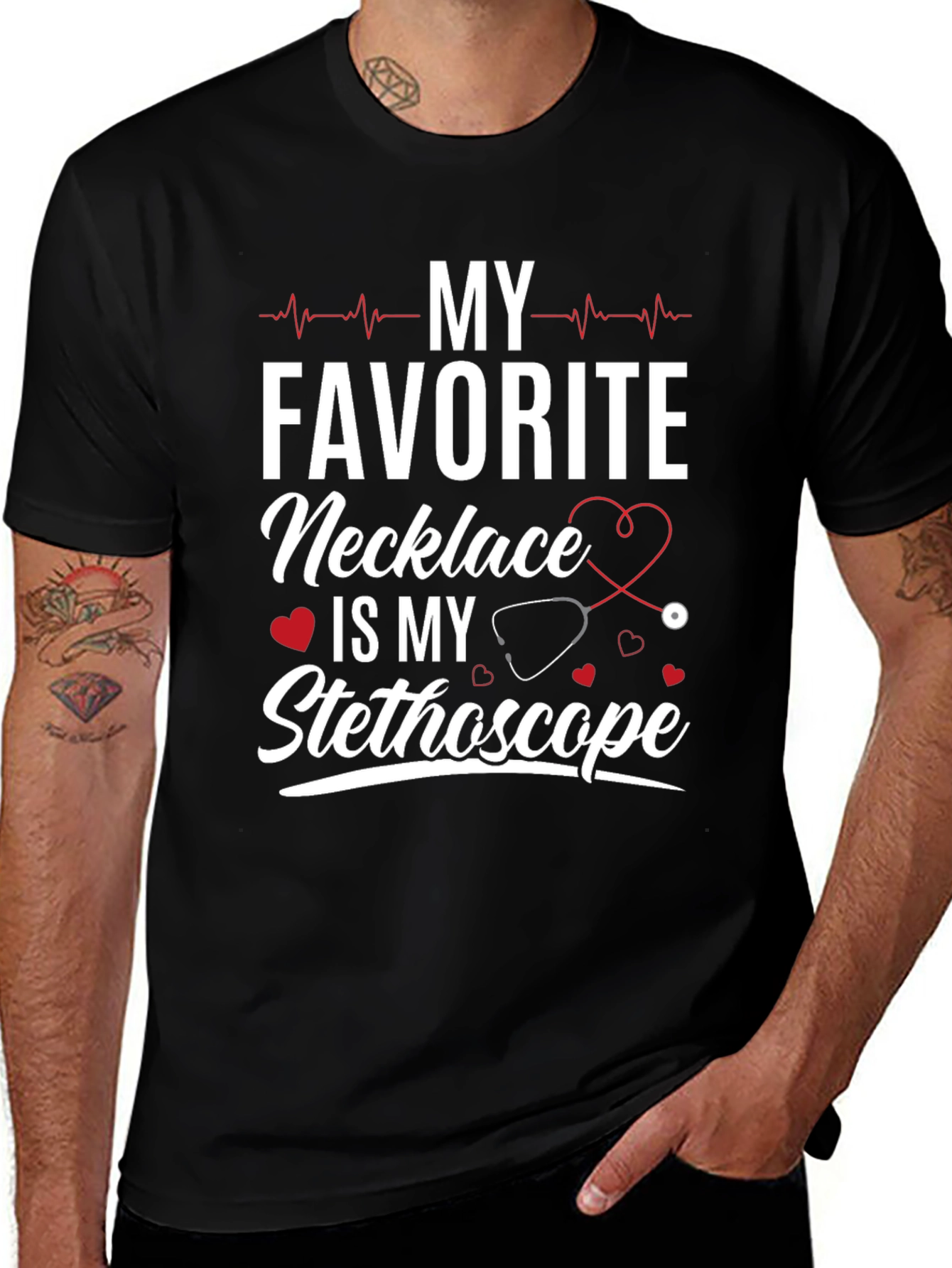 My Favorite Necklace Stethoscope Tee