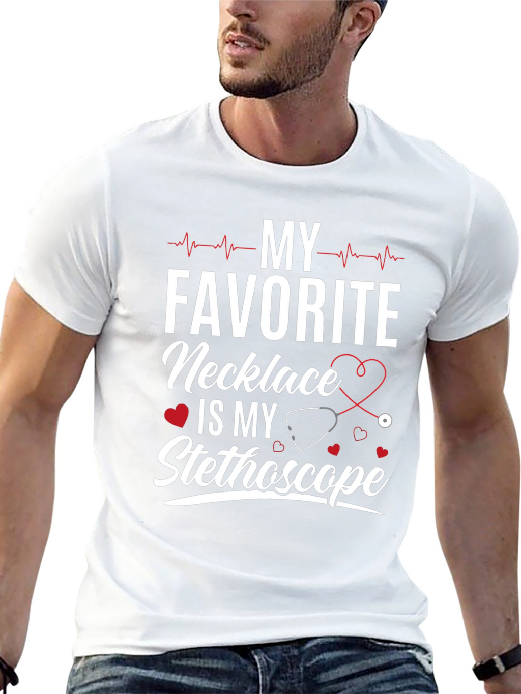 My Favorite Necklace Stethoscope Tee