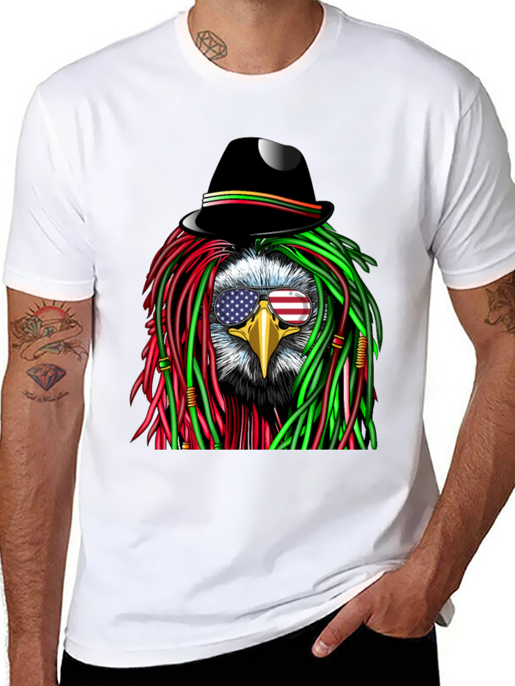Eagle Rasta T-Shirt with American Flag Glasses
