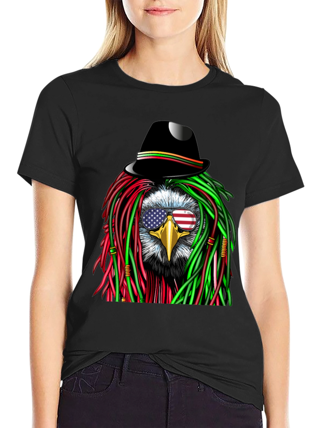 Eagle Rasta T-Shirt with American Flag Glasses