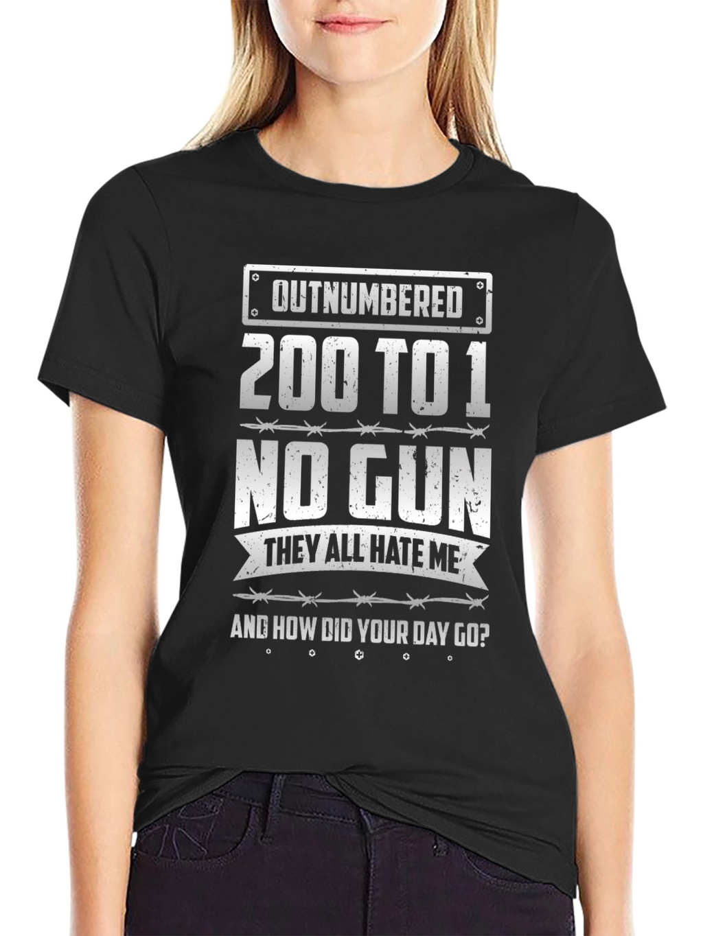 Outnumbered Graphic T-Shirt - Black Cotton Tee