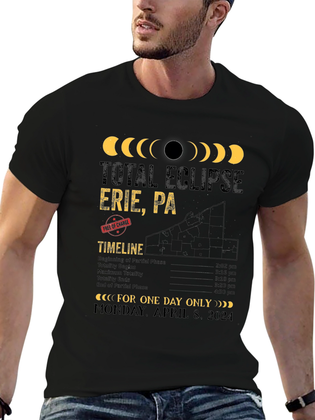 Erie PA Total Eclipse April 8 2024 Souvenir T-Shirt