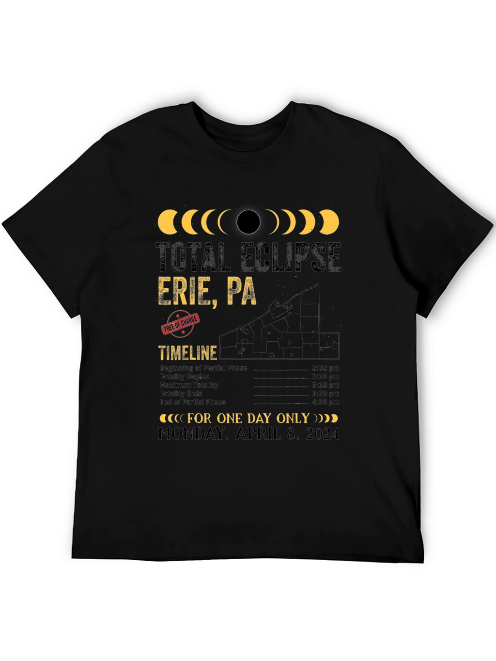 Erie PA Total Eclipse April 8 2024 Souvenir T-Shirt