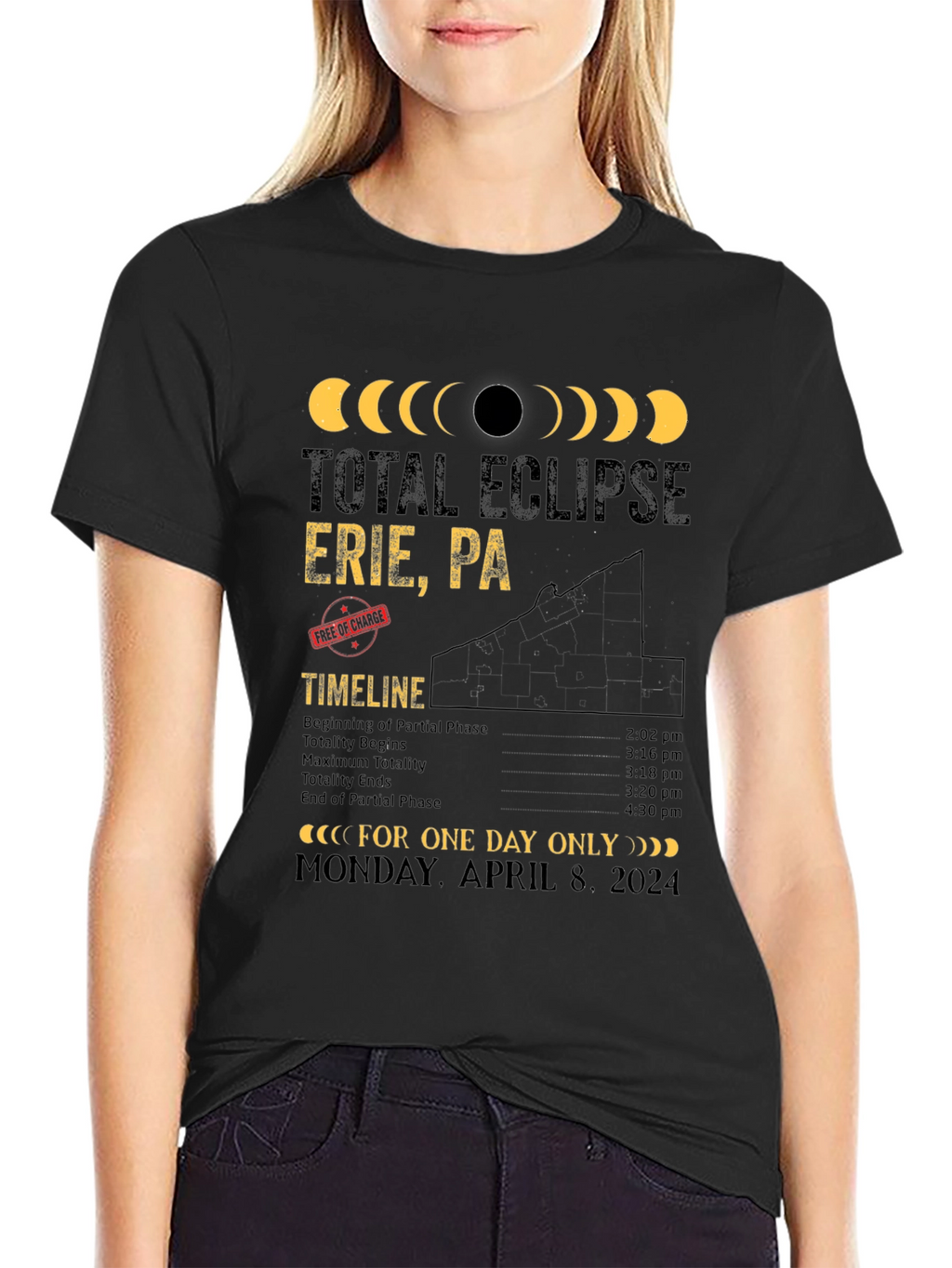 Erie PA Total Eclipse April 8 2024 Souvenir T-Shirt