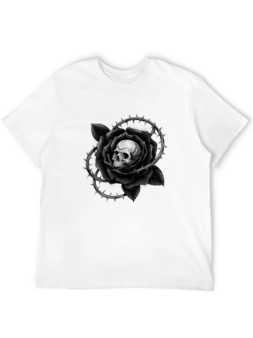 Skull Rose Graphic Tee - Gothic Style