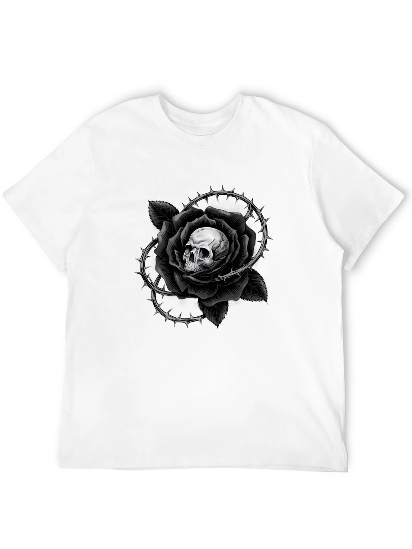 Skull Rose Graphic Tee - Gothic Style