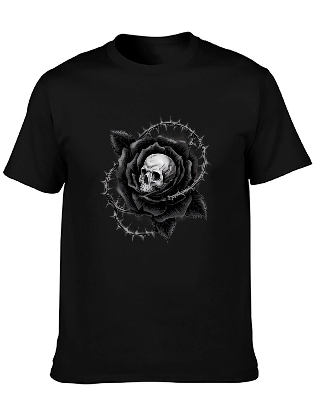 Skull Rose Graphic Tee - Gothic Style