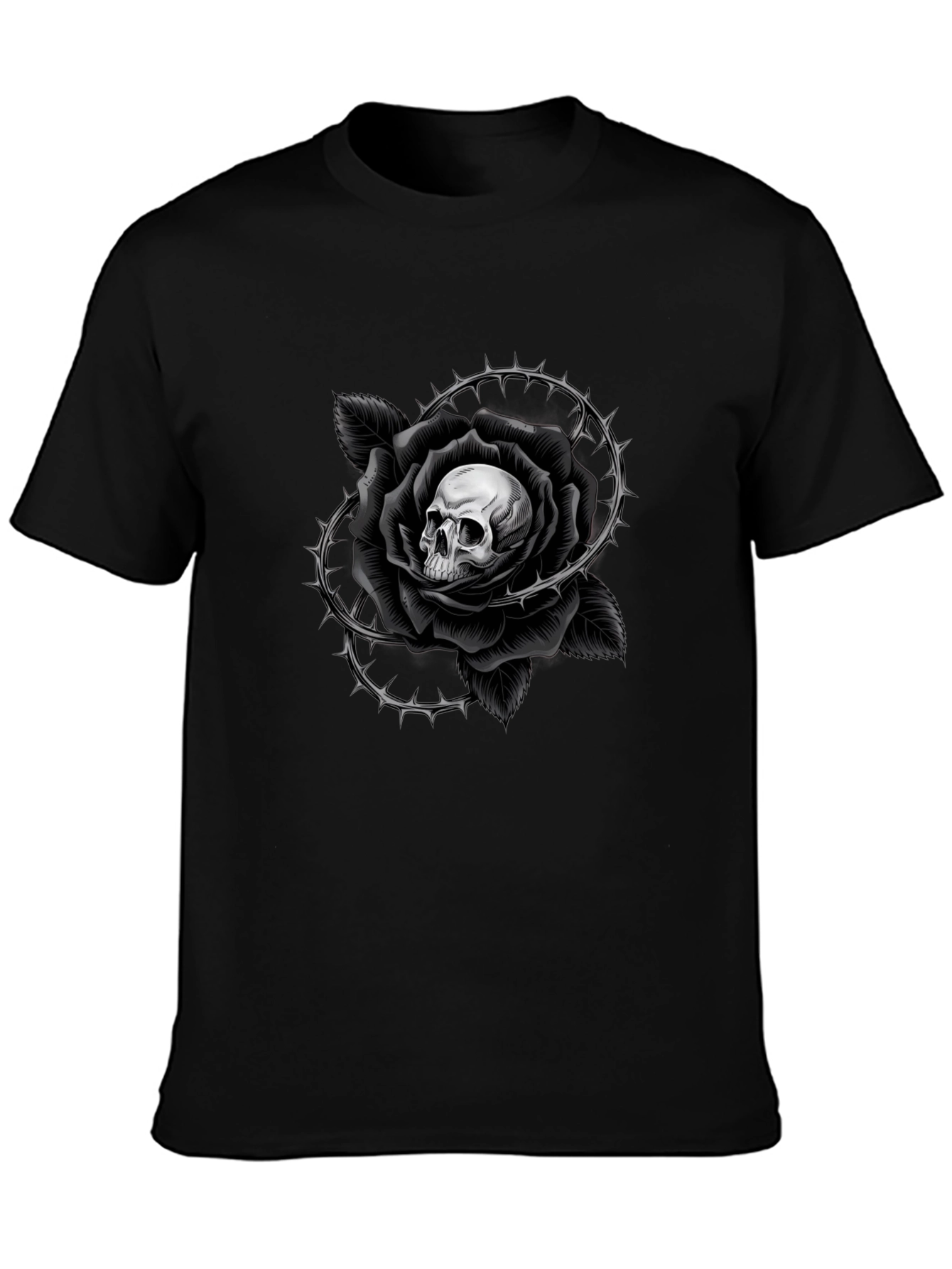 Skull Rose Graphic Tee - Gothic Style