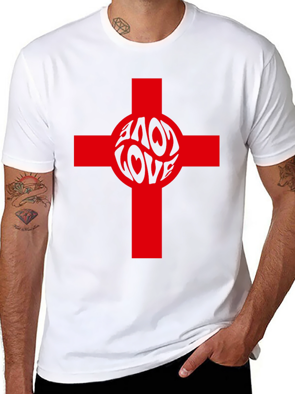 Love Cross Graphic Tee - Black Cotton Blend T-Shirt