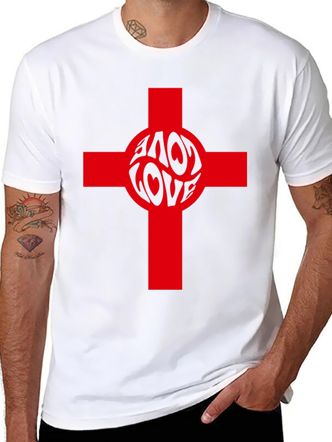 Love Cross Graphic Tee - Black Cotton Blend T-Shirt