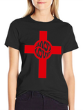 Love Cross Graphic Tee - Black Cotton Blend T-Shirt